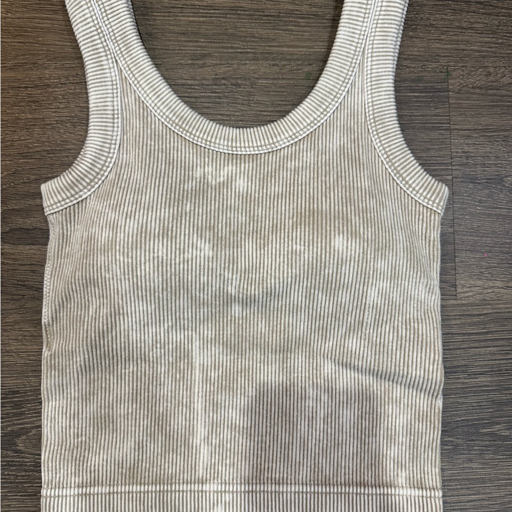 Zenana Outfitters Ribbed Taupe Tank Top